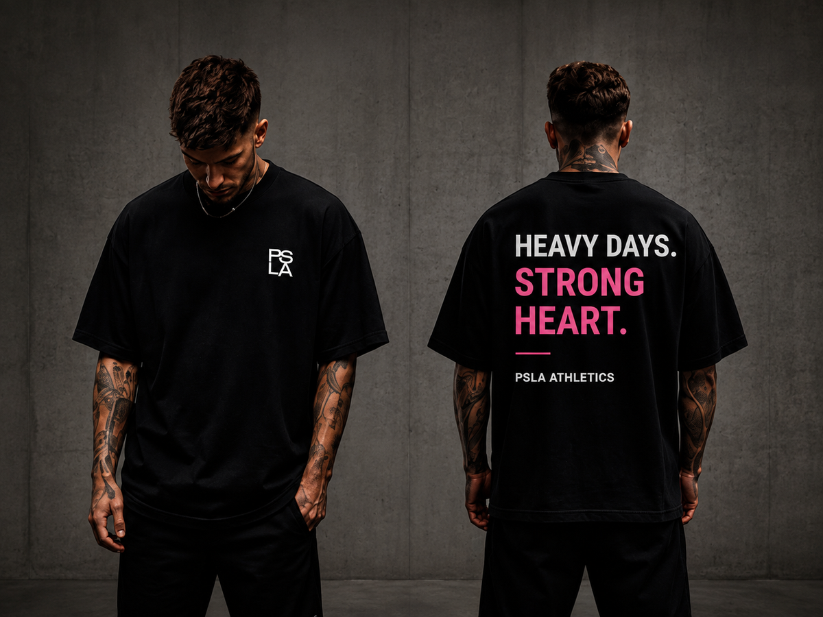 PSLA Heavy Days Strong Heart. Oversized Tee